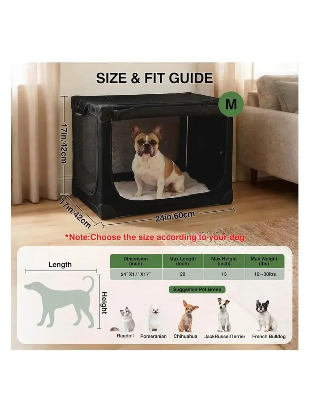 Collapsible Travel Pet Crate 24